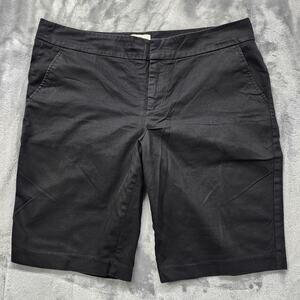 ECI New York Shorts Women 14 Black Stretch Cotton Bermuda Mid Rise Casual Preppy